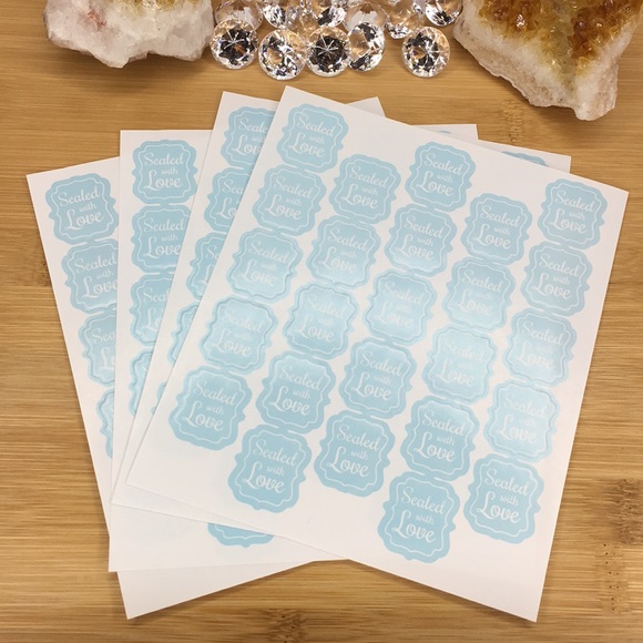 100 Blue Sealed with Love Stickers - Picture 2 of 6